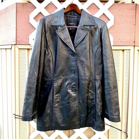 VINTAGE BLACK LEATHER JACKET by COLEBROOK SIZE XL - Picture 1 of 6